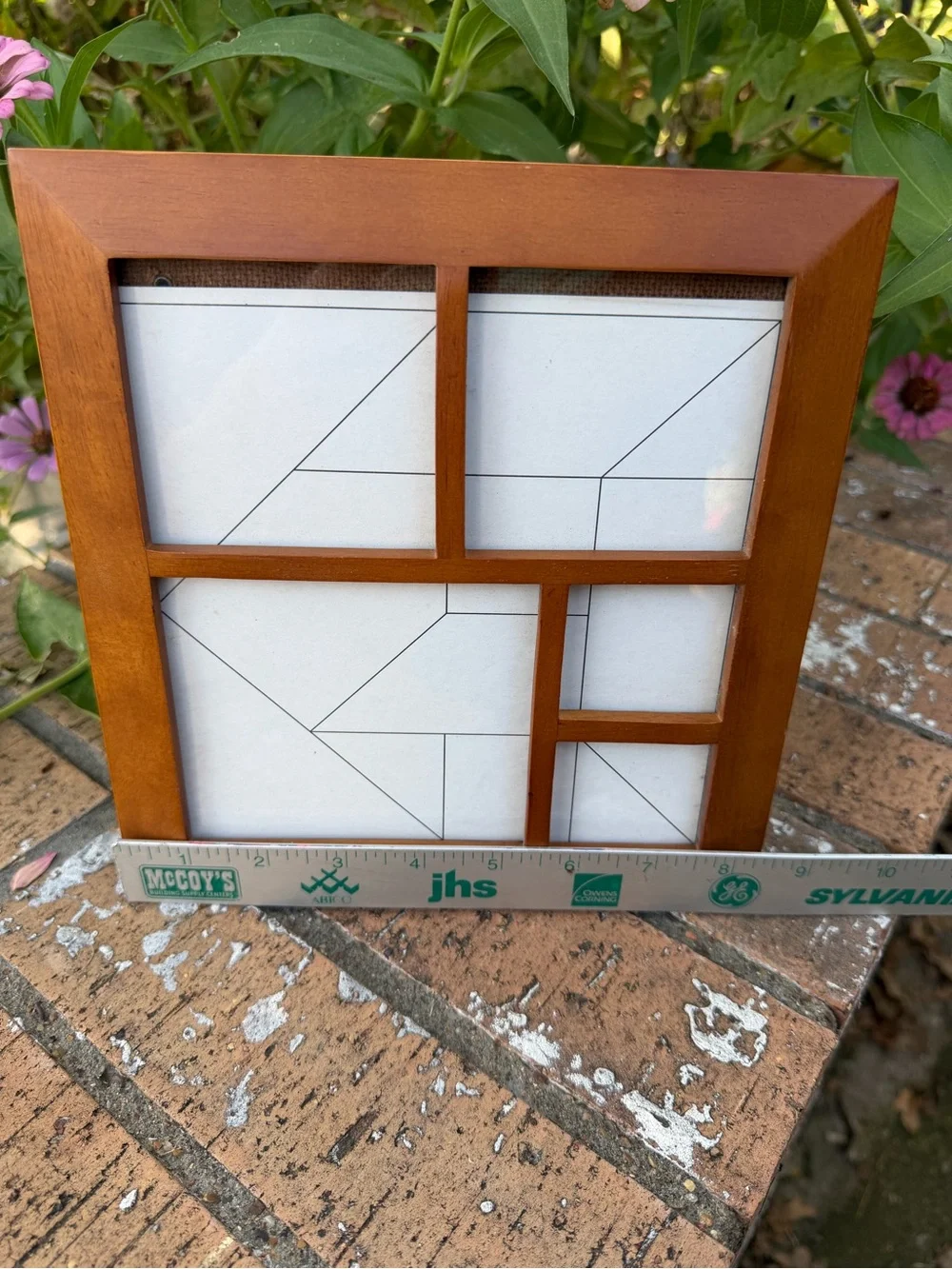 Wooden Multi-Opening Photo Frame in Warm Brown Hangs or stands Holds 5 Photos